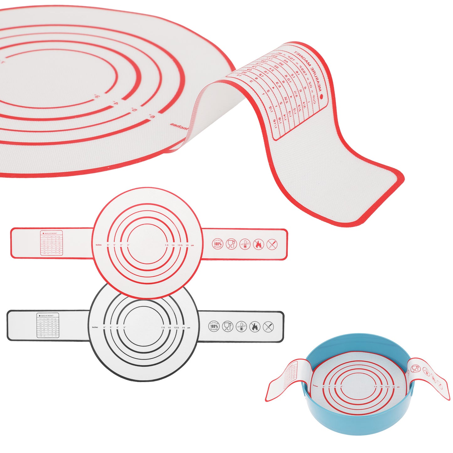 2PCS Silicone Bread Sling Reusable Dutch Oven Baking Mat Long Handle Baking Supplies Sourdough Heat Resistant Baking Sheets Liners Non-Stick Baking Pad Easy to Transfer Dough Pizza Cookie
