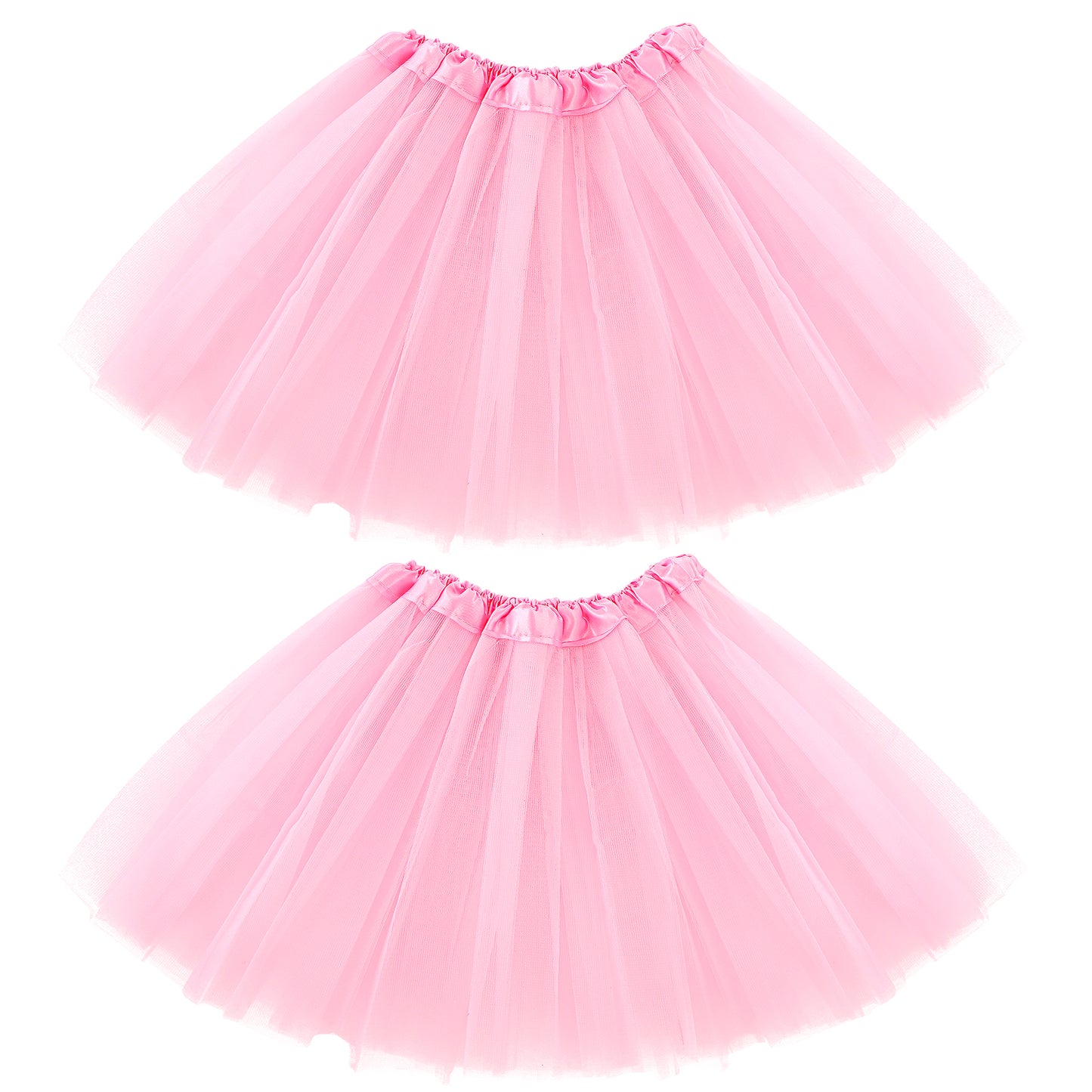 2Pc Tutu Skirts for Women 3 Layered Girl Short Skirt Tulle Ballet Dance Dresses Colorful Running Skirts Princess Rave Costume (UK, Numeric, 62, Regular, Pink)