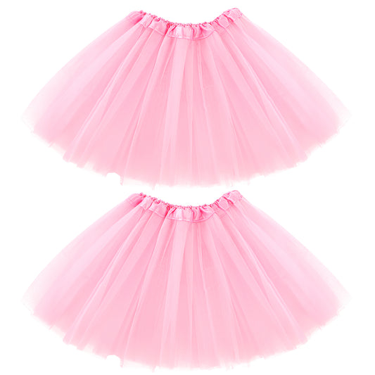 2Pc Tutu Skirts for Women 3 Layered Girl Short Skirt Tulle Ballet Dance Dresses Colorful Running Skirts Princess Rave Costume (UK, Numeric, 62, Regular, Pink)