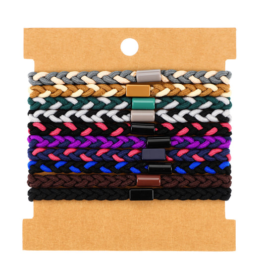 10 Pcs Braided Hair Ties for Thick Elastic Hair Scrunchies No Damage Rubber Bands Boho Hairs Tie Bracelets Aesthetic Ponytail Holders for Women Buns Long Curly Hairs Hairstyle Accessories