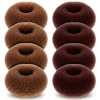 Sibba Small Hair Bun Maker, 4 Dark Brown 4 Light Brown Hair Donuts for Buns, Mini Bun Donut Makers for Women Short & Thin Hairtype, Easy Chignon & Updo Styles
