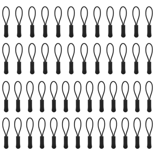 100PCS Replacement Zipper Pull Black Zipper Tags Pull Cord Zippers Pulls Extender Helper Charm for Backpack Jacket Purse Luggage Handbag Dresses Sweatshirt Paracord Travel Decorative