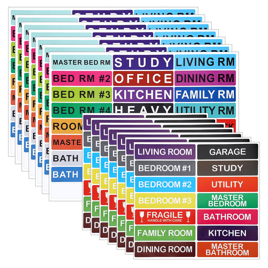 287 Pcs Removable Home Moving Box Packing Labels Waterproof Color-Coded Moving Stickers Pre-Printed Color-Coded Pack Box Stickers Including Fragile Heavy and Blank Labels for Organizing and Packing