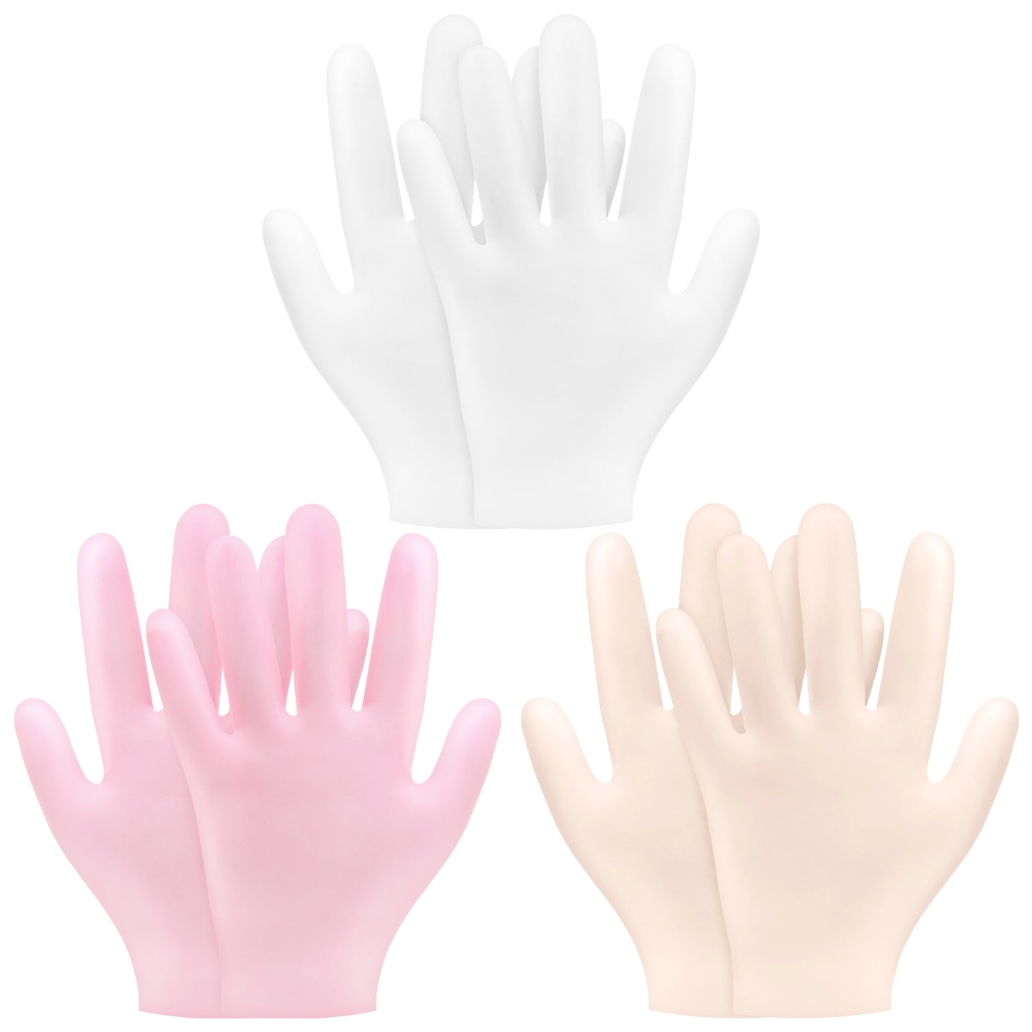 Dimeho 3 Pairs Silicone Moisturizing Gloves Set, Soft Spa Gel Gloves for Dry Cracked Hands Women for Hand Softening Anti Slip Hand Care (Pink)