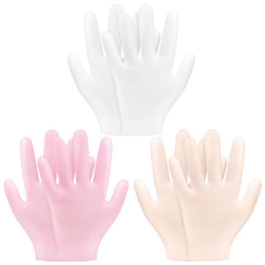 Dimeho 3 Pairs Silicone Moisturizing Gloves Set, Soft Spa Gel Gloves for Dry Cracked Hands Women for Hand Softening Anti Slip Hand Care (Pink)