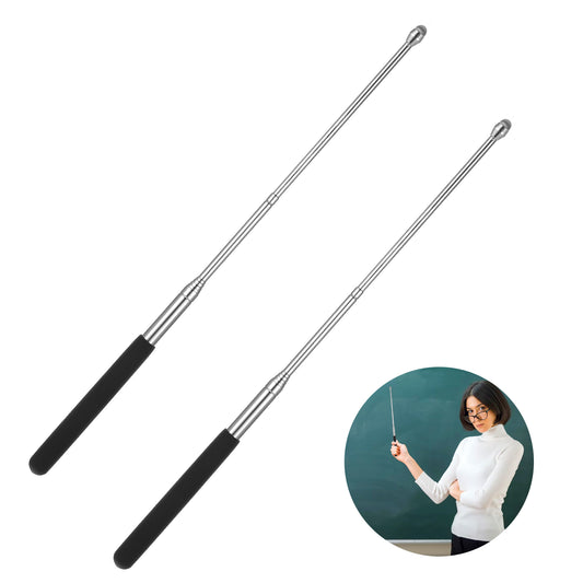 Sibba Retractable Teacher Pointer 2Pcs Telescopic Pointer Stick Retractable Whiteboard Pointer Extendable Smooth Sensitive Tablet Pen Black Presenter Pointer Extends to 39.4'' for Guides Coach