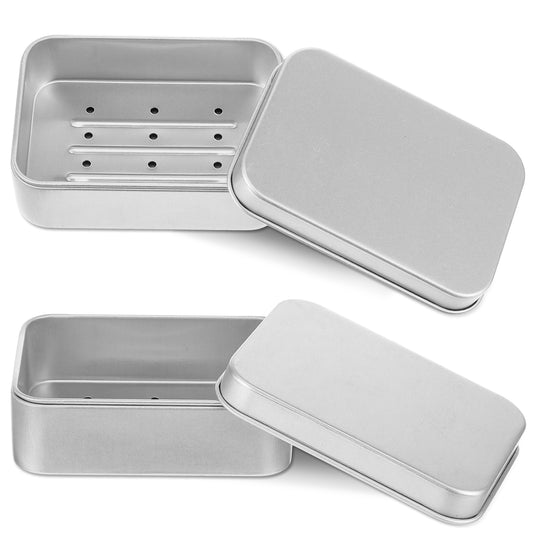 2 Pcs Aluminum Travel Soap Container Metal Soap Box Soaps Case with Lid Self Draining Bar Dish Portable Traveling Soaps Holder Resistant Metal Storage Rack for Home Bathroom Gym Camping Hiking