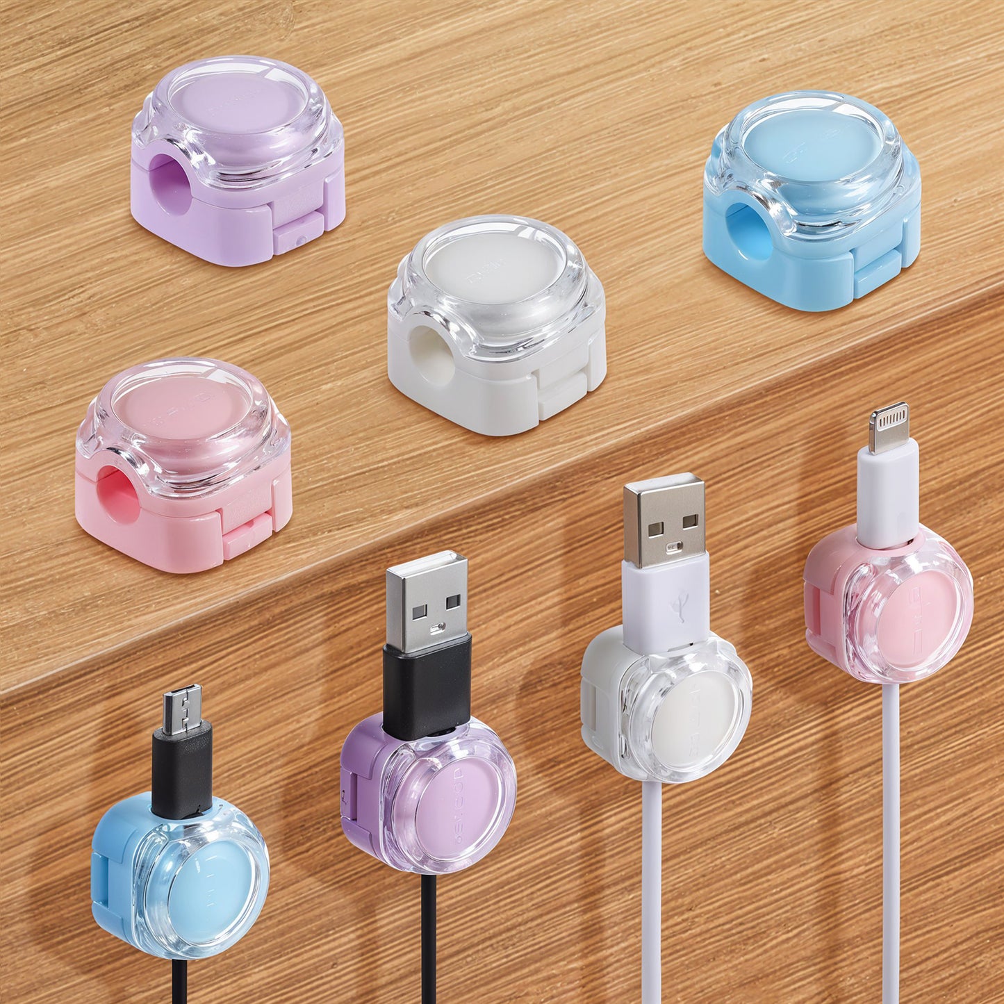 Wanmu 8Pcs Magnetic Cable Clips, Adhesive Desk Cable Management Magnetic Easy Open, Adjustable Cord Holder for Under Desk Cable Management, Cord Organizer Holder for Home, Office, Car, Nightstand