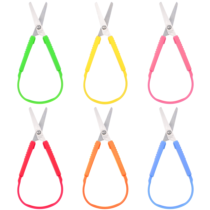 6 PCS Mini Loop Scissors, Adaptive Design Scissors Colorful Grip Scissors Right and Lefty Support, Squeeze Scissors Colorful Adaptive Scissors Easy Grip Loop Scissors for Kids Schools Special Need