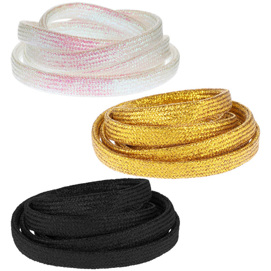 Dimeho 6 Pcs Glitter Flat Shoelaces, 52 Inch Shinny Metallic Shoe Laces Solid Color Sneakers Shoelaces Glitter Shoe Laces for Sneakers Canvas Athletic Sport Shoes Skate Boots Sequin Shoe Strings