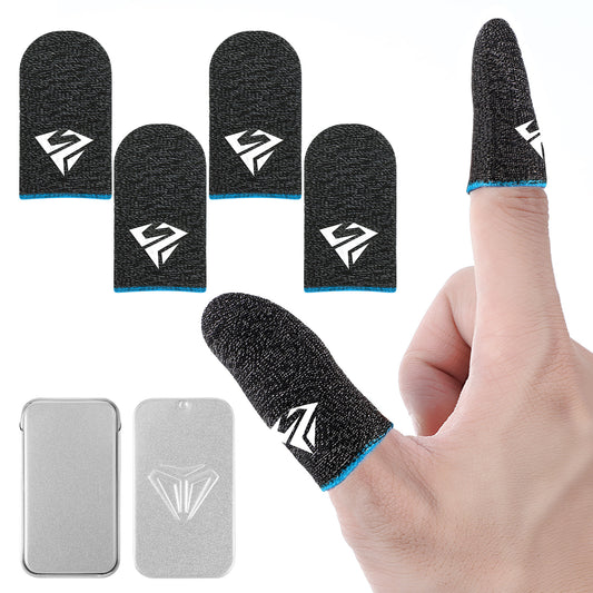 Sibba 4x Finger Sleeves Mobile Gaming Gloves Silver Fiber Game Controller Thumb Sleeve Ultra Thin Seamless Touchscreen Thumb Sleeves Anti Sweat Finger Cover Breathable Sensitive fit Tablet Devices C
