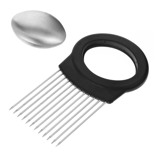 Sibba Onion Slicer Holder Stainless Steel Onion Cutter Meat Tenderizer Mincers Food Choppers Vegetable Slicer Assistant Tool Kitchen Gadgets Cutting for Slicing Egg Tomato