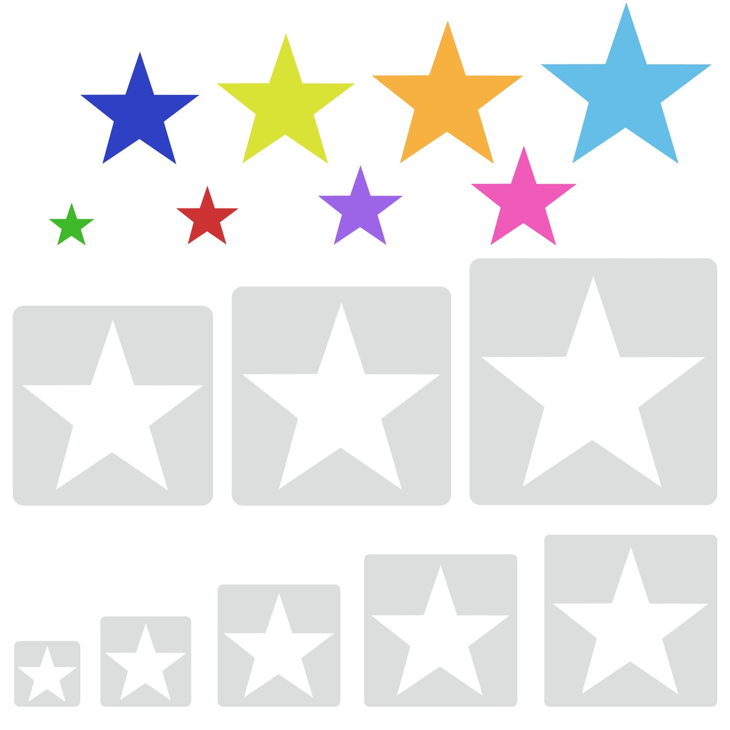 Sibba Large Star Stencil 8 Pcs Different Sizes Template Spraying Pattern Stencil Reusable Drawing Lettering Aids Set Writing Supplies for Making DIY Craft Paper Painting Wall Flags