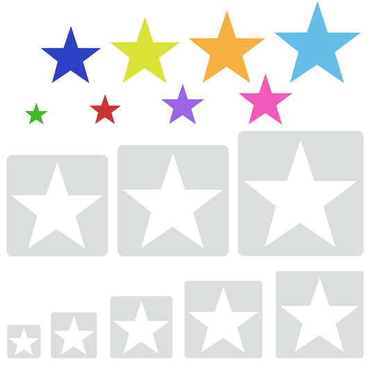 Sibba Large Star Stencil 8 Pcs Different Sizes Template Spraying Pattern Stencil Reusable Drawing Lettering Aids Set Writing Supplies for Making DIY Craft Paper Painting Wall Flags