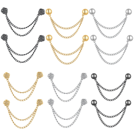 Sibba Multi-Function Magnetic Clothing Clips, 12 Pcs Hem Cinch Clip Button Pins Hijab Cuff Clips with Chain, 2 Style Clothing Clip for Shirt Sleeves Pants Hijabs Hats Scarfs