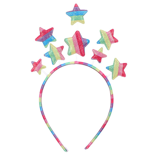 COMNICO Glitter Star Headband, Love Star Headpiece Five-pointed Star Hair Band Funny Headwear Bridal Hair Hoop Hair Accessories for Princess Christmas Holiday Festival Birthday Party(Colorful)