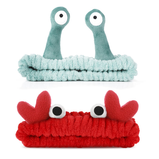 2 Pcs Face Wash Headband Facial Makeup Head Band Snail Spa Hair Bands Cartoon Cute Christmas Hair Accessories Elastic Skincare HairBand for Women Girls Washing Face Shower Beauty Skincare(green)
