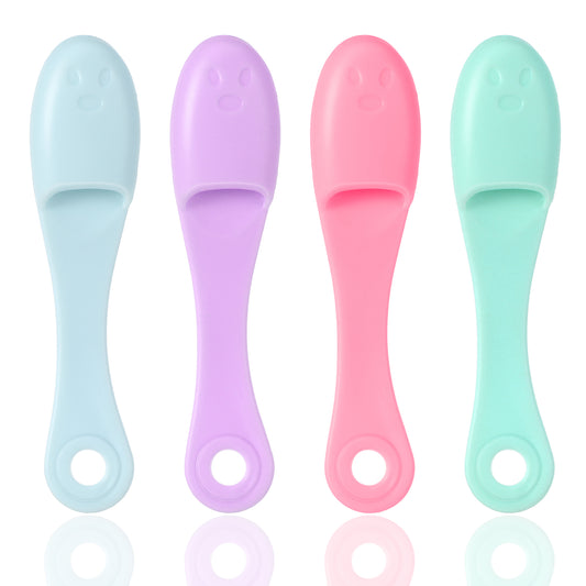 Wanmu 4Pcs Silicone Dog Toothbrushes, Dog Finger Toothbrush, Cat Toothbrush, Dog Toothbrush Kit Surround Bristles for Easy Teeth Cleaning, Food Grade Dog Toothbrush Fits Most Fingers