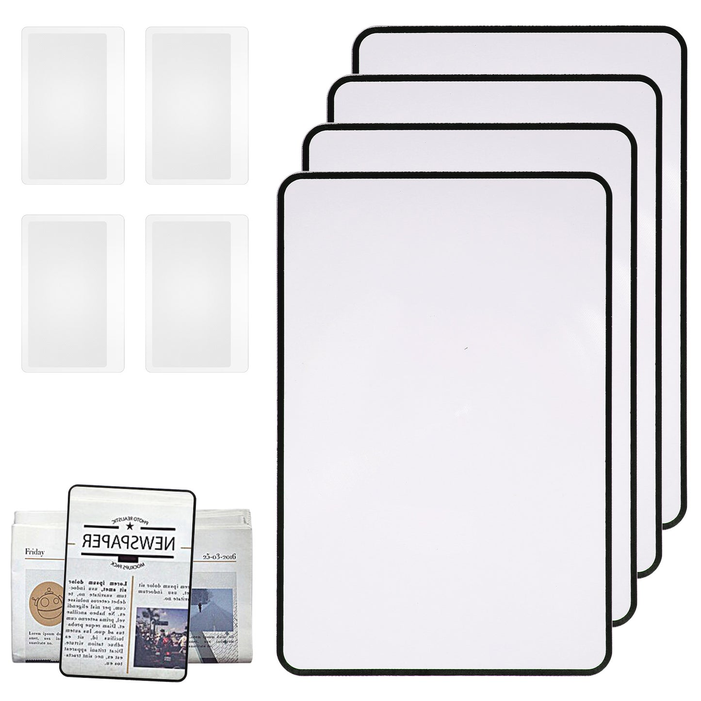 4 Pcs Page Book Magnifying Sheet 3X Handy Size Magnifier Bookmark Card Clear Lightweight Magnifier Flat Plastic Optical Fresnel Lens for People with Low Vision Seniors Reading Small Prints (8)
