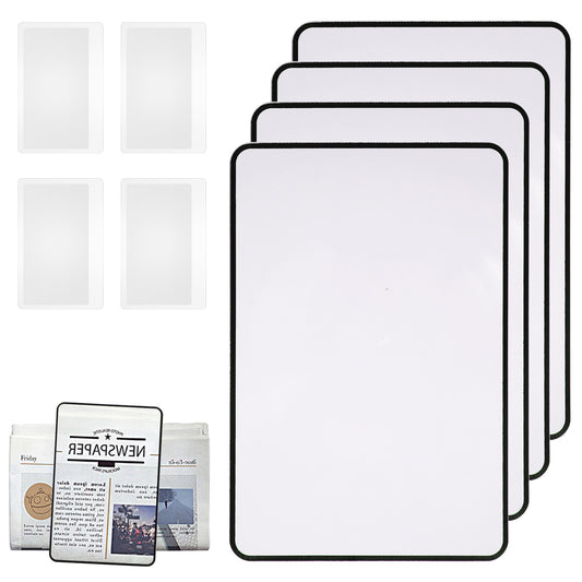 4 Pcs Page Book Magnifying Sheet 3X Handy Size Magnifier Bookmark Card Clear Lightweight Magnifier Flat Plastic Optical Fresnel Lens for People with Low Vision Seniors Reading Small Prints (8)