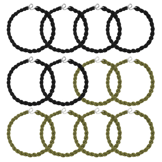 Sibba 12 Pcs Military Elastic Boot Straps Military Leg Straps Shoelace Boot Blousers Blousing Garters with Metal Hooks for Navy Army Air Force Boot Bands Camping Climbing Tool (Black&Green)