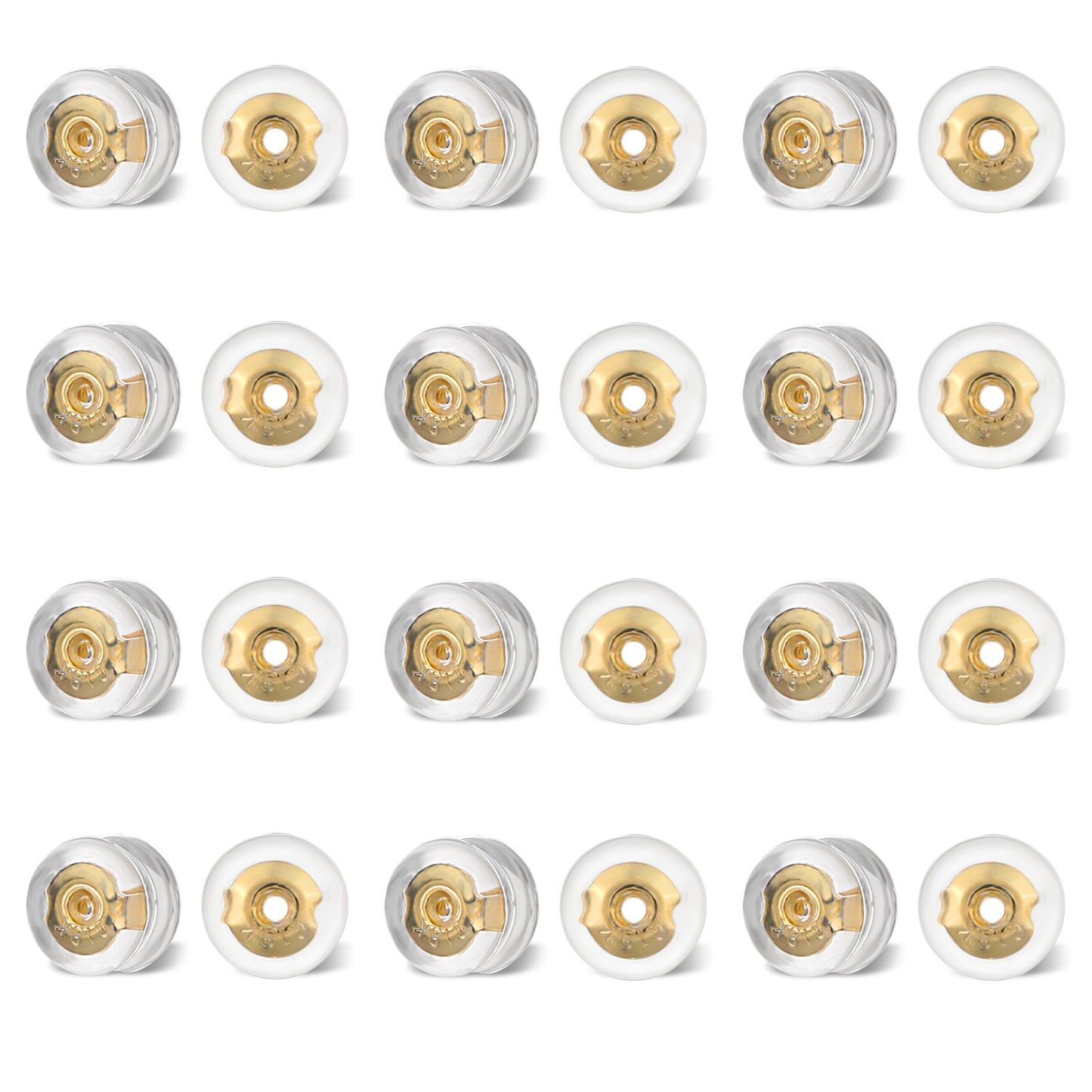 12 Pcs Soft Silicone Earring Backs Gold Stud Locking Secure Ear Jewelry Back Replacements with Silver Gold Belt for Droopy Ears Heavy Earring Women Men