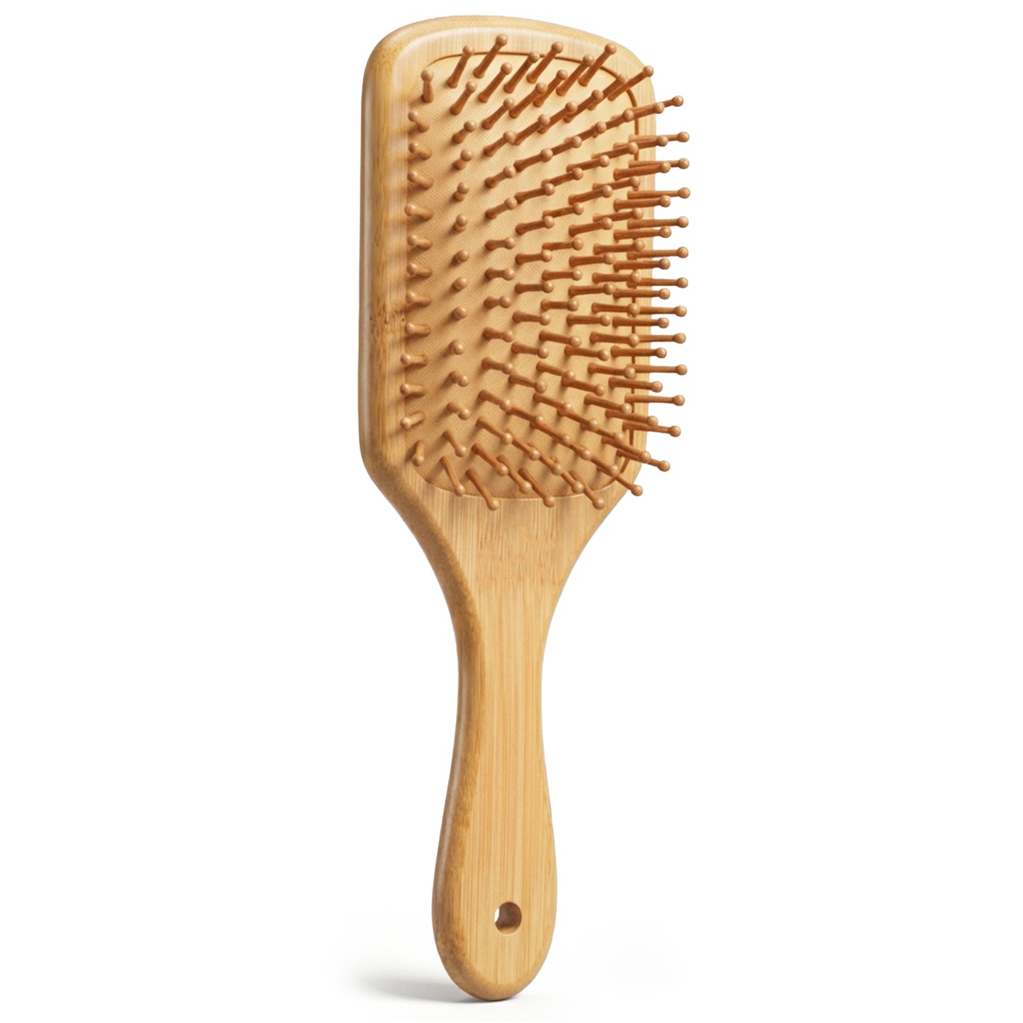 KFHENSOMR Bamboo Hair Brush with Natural Bamboo Bristles, Detangling Paddle Hairbrush, Wooden Handle Brush with Hole for All Hairs Types & Hair Growth for Women and Men