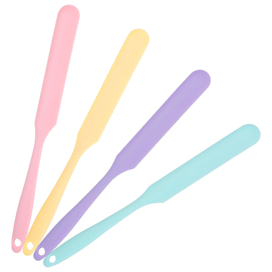 4pcs Silicone Jar Spatula Heat Resistant Kitchen Spatulas with Long Handle Mixing Batter Scraper Jam Spreader Cake Cream Butter Spatulas Non-Stick Flexible Baking Cooking Tool for Mixing Scraping