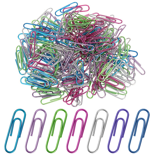 COMNICO 350pcs Colored Paper Clips, Assorted Colors 1.1 inches Length PaperClips Heavy Duty Metal Nonskid Paperclips for Paperwork Bookmark Office School Home Personal Use Daily DIY