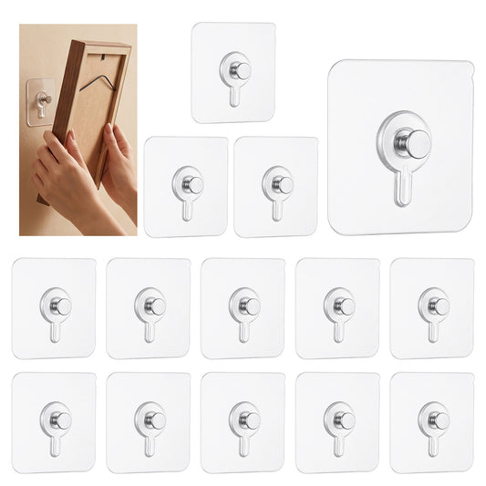 Sibba 14 Pcs No Drill Adhesive Hooks, Wall Mount Screw Hooks Self Adhesive