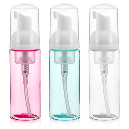 Wanmu Travel Size Foam Pump Bottle, 30 ml/1 oz Portable Foam Hand Soap Dispenser, Mini Plastic Face Wash Dispenser, Refillable Clear Empty Shampoo Bottles
