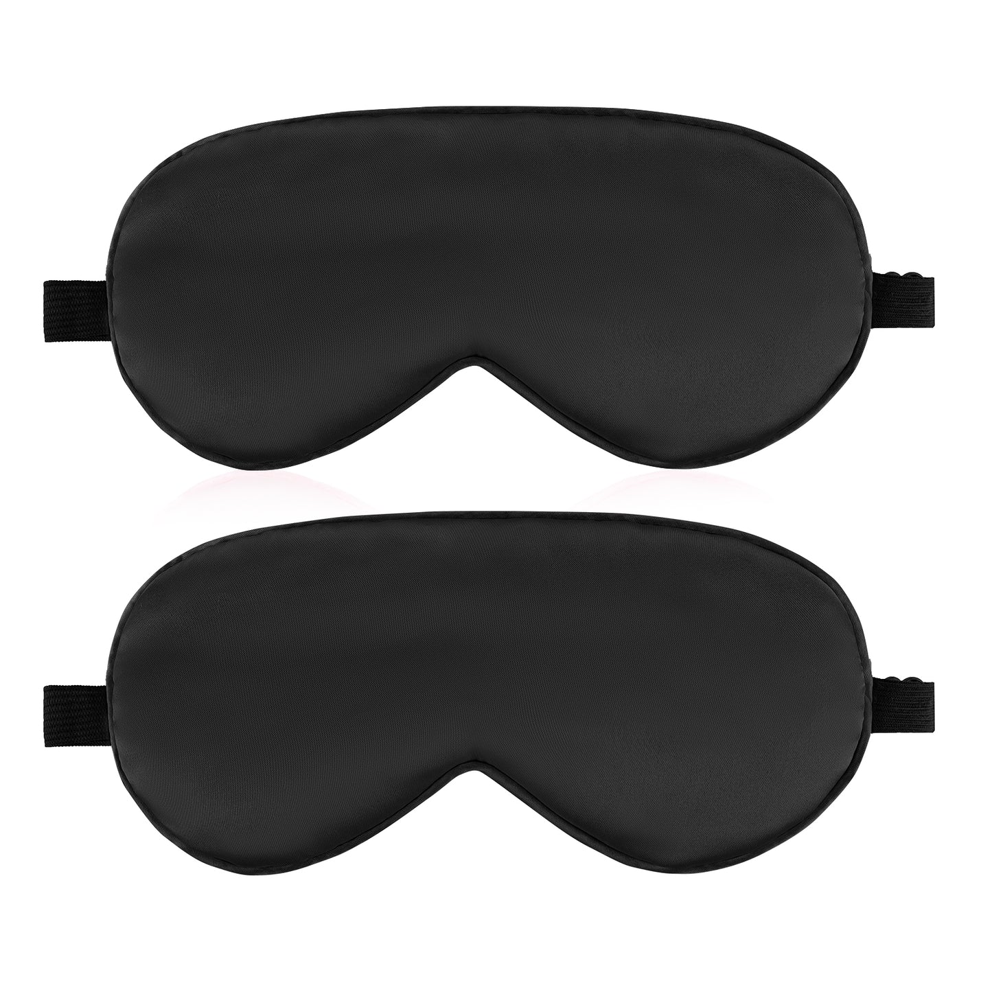2 Pack Sleep Mask Silk Eye Mask for Sleeping, Mulberry Silk Eye Sleep Mask Shade Cover with Adjustable Strap, Satin Blindfold Blackout for Women Men, Reducing Puffy Eye Traveling Glfts (Black)