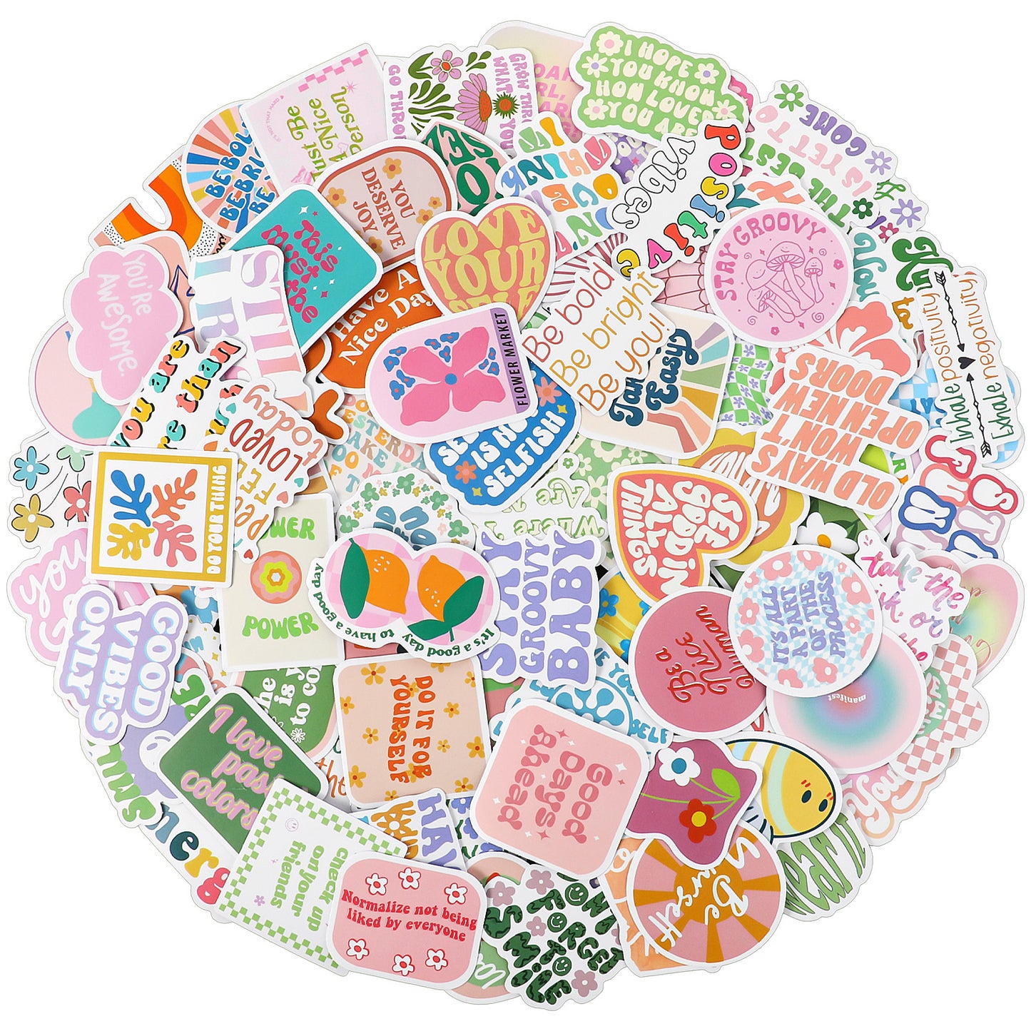 Sibba Cute Stickers 100Pcs Vinyl Waterproof Sticker Aesthetic Stickers Decals Laptop Accessories Inspirational Positive Motivational Packs for Journaling Scrapbooking Vision Board Supplies