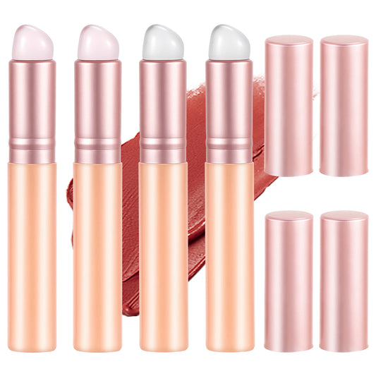 Sibba 4Pcs Silicone Lip Brush, Reusable Lip Applicator with Cap, Round Head Lips Balm Applicator, Portable Mini Lips Brush Tool for Lipstick Mask Balm Gloss