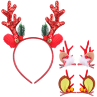 5 Pcs Reindeer Antlers Headband for Women Deer Antlers Headband Sequined Christmas Headbands, Animal Deer Ears Hairband Birthday Halloween Party Decorations Cosplay Costume for Adults