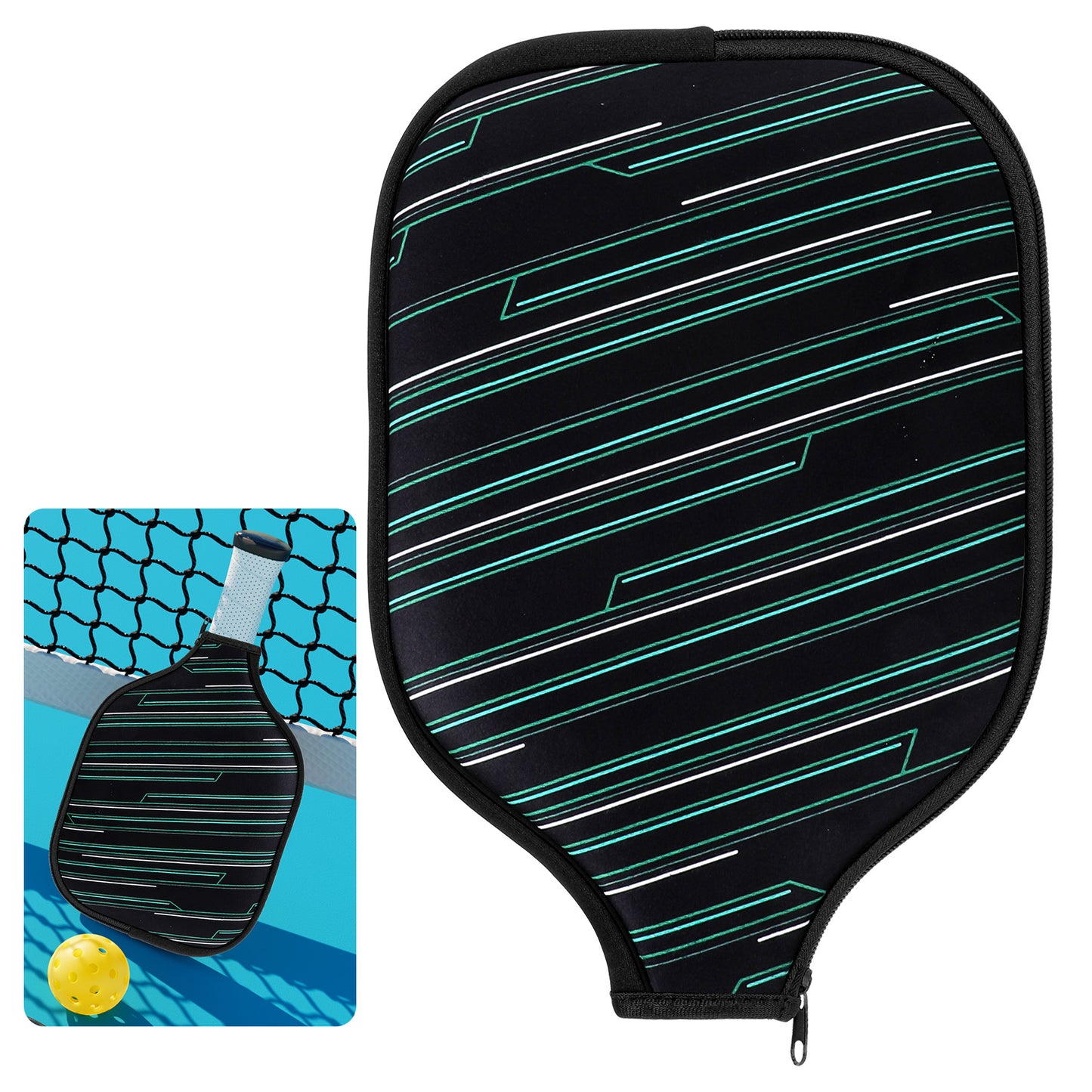 COMNICO Pickleball Paddle Cover, 1 Pcs Universal Fitting Cover Pickleball Paddles Pickleball Accessory Paddle Storage Bag Black Paddle Neoprene Cover Prevents Scratches Durable Protection Accessory