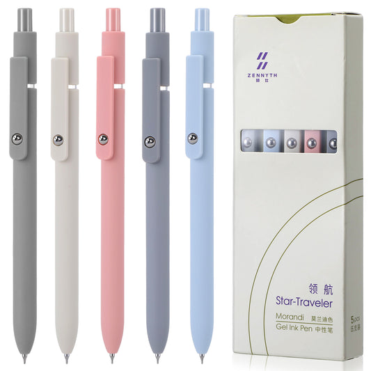 Sibba Gel Pen Ballpoint Fine Point Smooth Writing Corrections Stationary 5 PCS Ink Rollerball Pens Office Supplies Nurse Coworkers Black Color Felt Tip Pen Aesthetic Fancy Decor Set Journal School