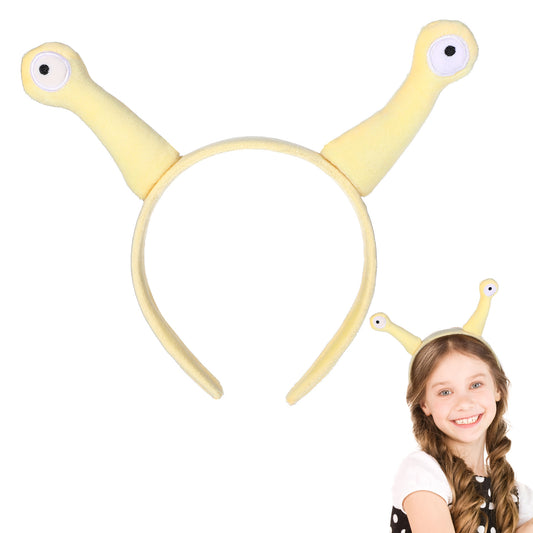 Wanmu Snail Antenna Headband, Cute Spa Hair Bands Makeup Headbands, Funny Cartoon Hair Accessories for Womens Washing Face Shower Beauty Skincare Photo Props(Yellow)