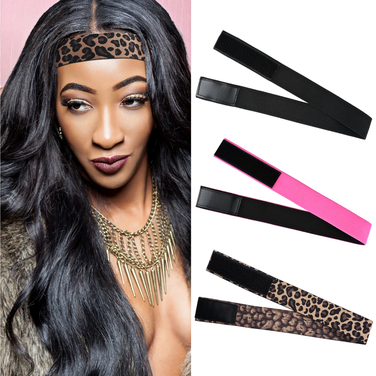 3 Pcs Elastic Wig Bands Front Laying Lace Melting Band Adjustable Wrap Wig Belt Tape Lay Hairline Edges Strap for Spritz Spray Frontal Keeping Wigs in Place Grip