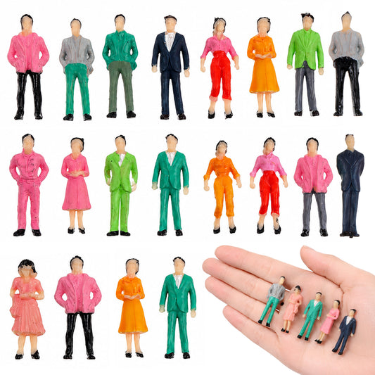 Sibba 20 Pcs Mini People Figurines 1: 50 Scale Little People Toys Architectural Painted Tiny Model Sitting Standing Miniature Figurines Model for Miniature Scenes