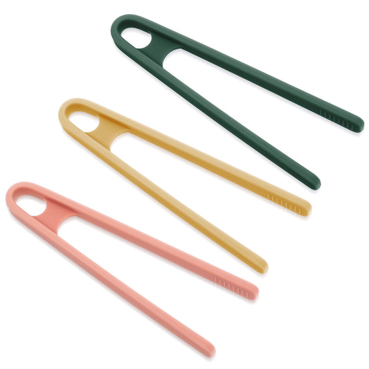 Sibba Silicone Mini Tongs 3 Pcs Small Cooking Tong Colorful Serving Kitchen Grippers Food Tips Tongs Portable Tweezer Anti Slip Fruits Grips for Fine Motor Skills Sugar Salad Snacks Style B