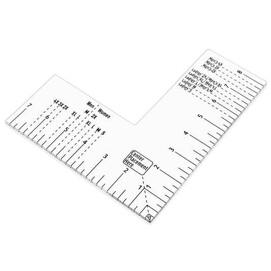 COMNICO Left Chest Logo Placement Tool, T-shirt Ruler Guide for Vinyl Alignment, Clear Acrylic Sewing Ruler Embroidery Placement Ruler for Adult Size Heat Press Printing Pattern Making