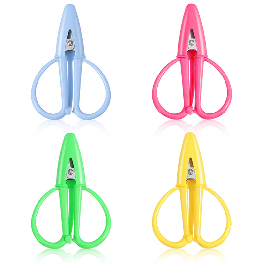 4 Pack Mini Scissors Tiny Scissors with Cover Small Sharp Scissor All Purpose Straight CuttingDetail Scissor Travel-Sized Portable Snips for Embroidery Sewing Knitting Yarn Crafting Cross Stitch