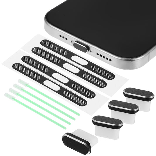 Wanmu USB C Dust Plug, 4 Pack Anti-Lost Speaker Dust Cover Protector Cap, Type C Plug Cover Charging Port Protector Cover for Phone Accessories (Black)