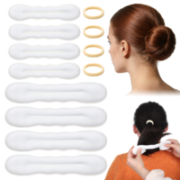 8 Pcs Hair Bun Maker Sponge Hair Updo Shaper Styling Accessories Lazy Hairs Curler Clips Easy Bun Twister Magic Snap Roll Sponge for Women Ballet French Twist Long Thin Curly Straight Wavy