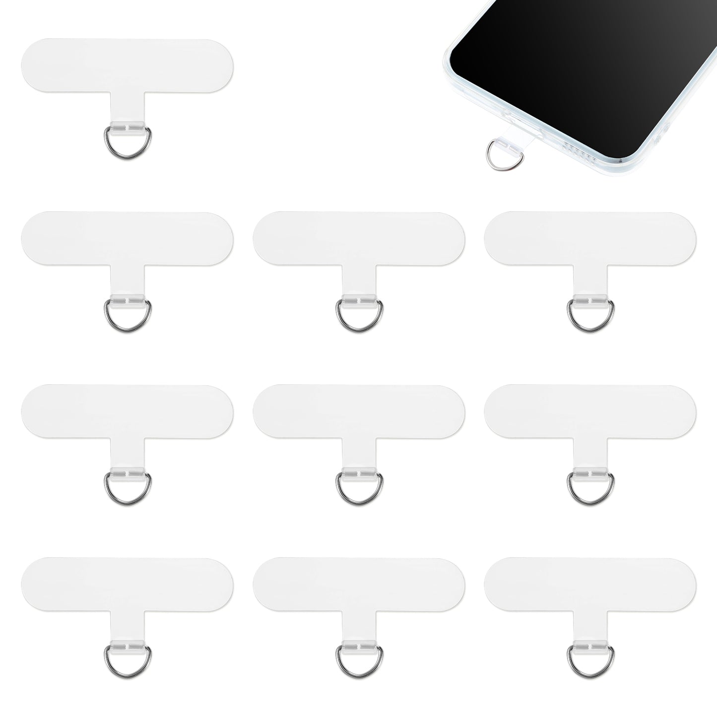 COMNICO Phone Tether Tab, 10Pcs Phone Lanyard Tab Universal Cell Phone Lanyard Patch Without Adhesive TPU Replacement Patches Compatible Phone Case Transparent Phone Strap Replacement Part