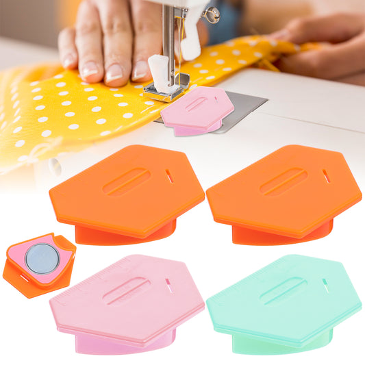 Wanmu Magnetic Seam Guide, 4 Pcs Upgraded Multifunctional Polygonal Hemmer Magnetic Sewing Guide with Scale, Removable Magnet Making Machine Universal Sewing Machine Accessories and Supplies(3 color)