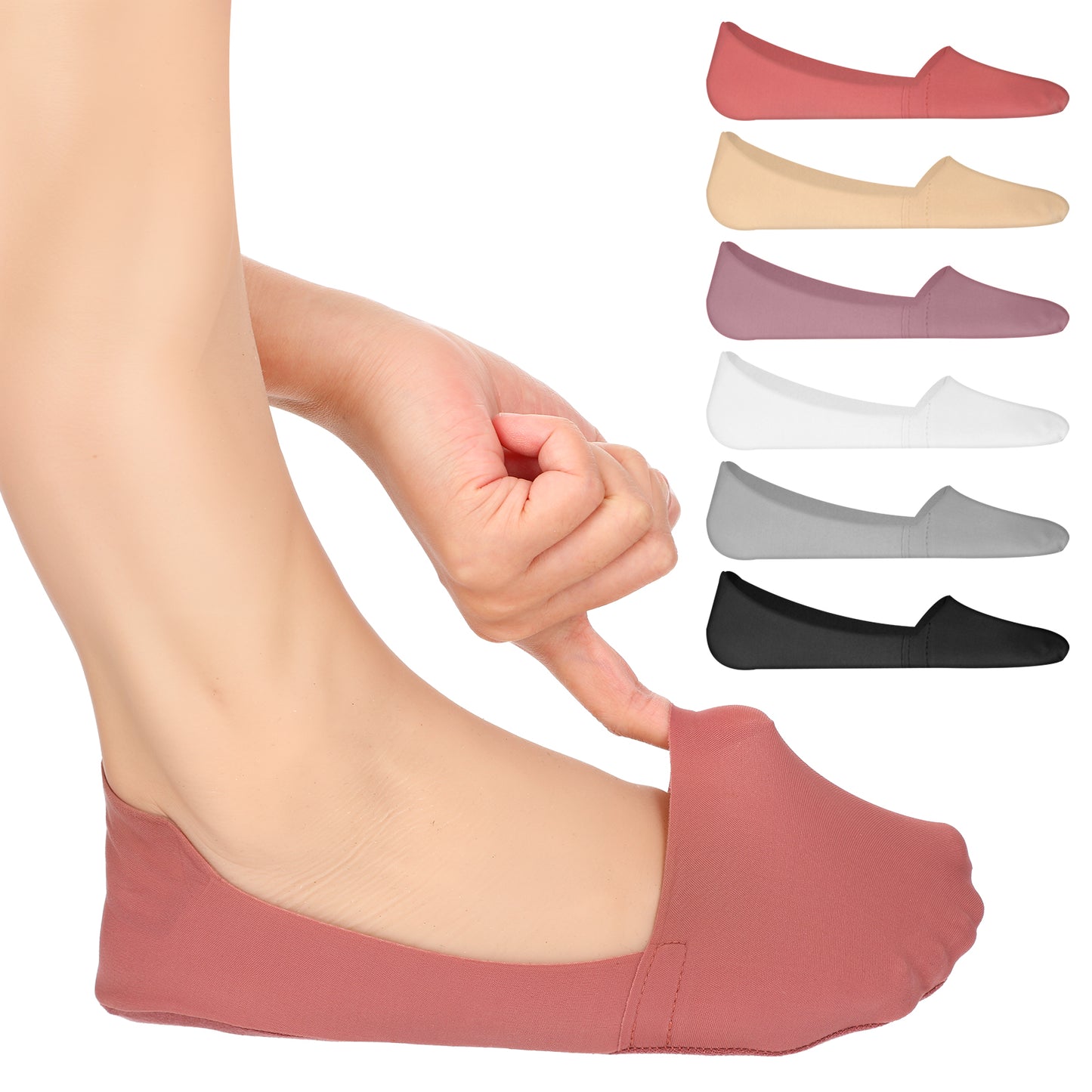 6 Pairs No Show Socks for Women Girl Non Slip Nylon Thin Footies Hidden Invisible Boat Silky Low Cut Liner Ankle Short Socks for Loafers Flats Loafers Lightweight Soft Stretchable