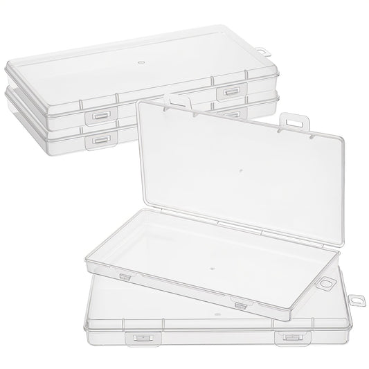 Wanmu 4Pcs Mini Plastic Clear Beads Storage Containers Box, Small Plastic Storage Containers with Hinged Lids, Rectangle Clear Boxes for Collecting Small Items, Beads, Jewelry, Business Cards(Large)