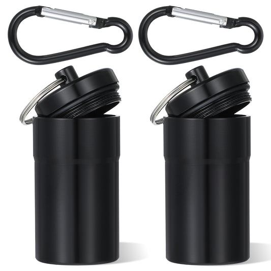 Sibba 2PCS Small Metal Earplug Case Keychain Waterproof Ear Plug Holder with Carabiner, Potable Earbuds Travel Carrying Case Mini Pill Container Organizer for Earplugs Pills Medicine Small Items